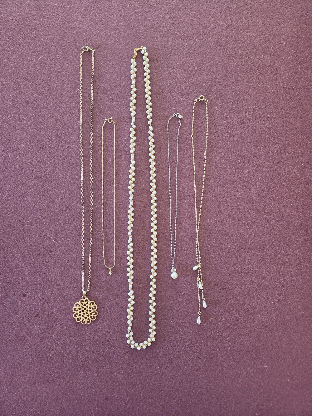5 Necklaces Various Styles and Lengths